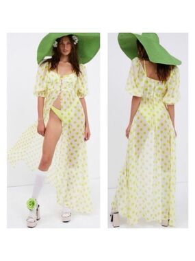 For Love And Lemons Yellow Polka Dot Dress
